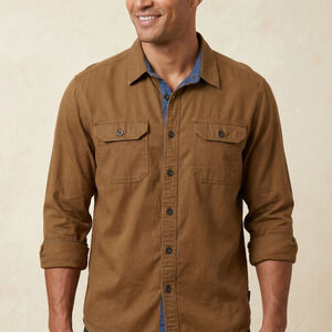 Royal Robbins Men's Button Down Shirt Brown Lyocell Cotton Two Pocket Casual L